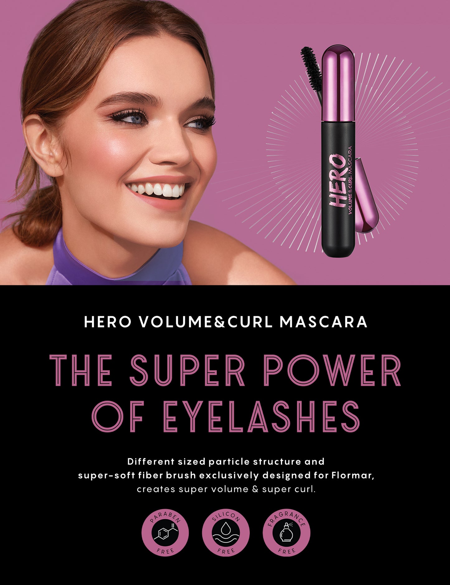 FLORMAR Máscara de Pestañas Hero Volume & Curl