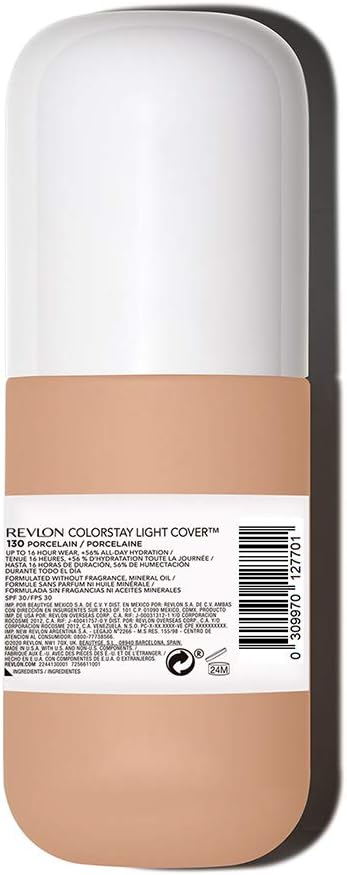 Revlon Base de Maquillaje ColorStay Light Cover Foundation, Contenido: 1 Botella de 30 ml, Tono Creme Brulee, Nude, Medium Beige