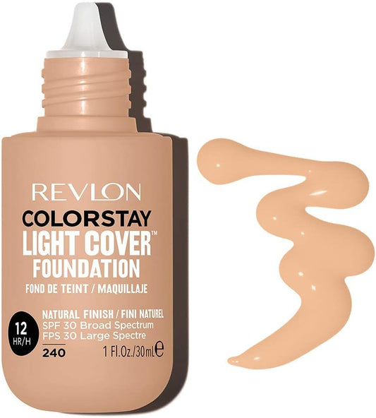 Revlon Base de Maquillaje ColorStay Light Cover Foundation, Contenido: 1 Botella de 30 ml, Tono Creme Brulee, Nude, Medium Beige