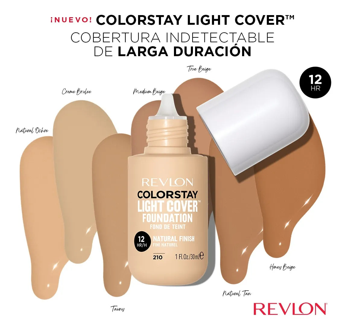 Revlon Base de Maquillaje ColorStay Light Cover Foundation, Contenido: 1 Botella de 30 ml, Tono Creme Brulee, Nude, Medium Beige